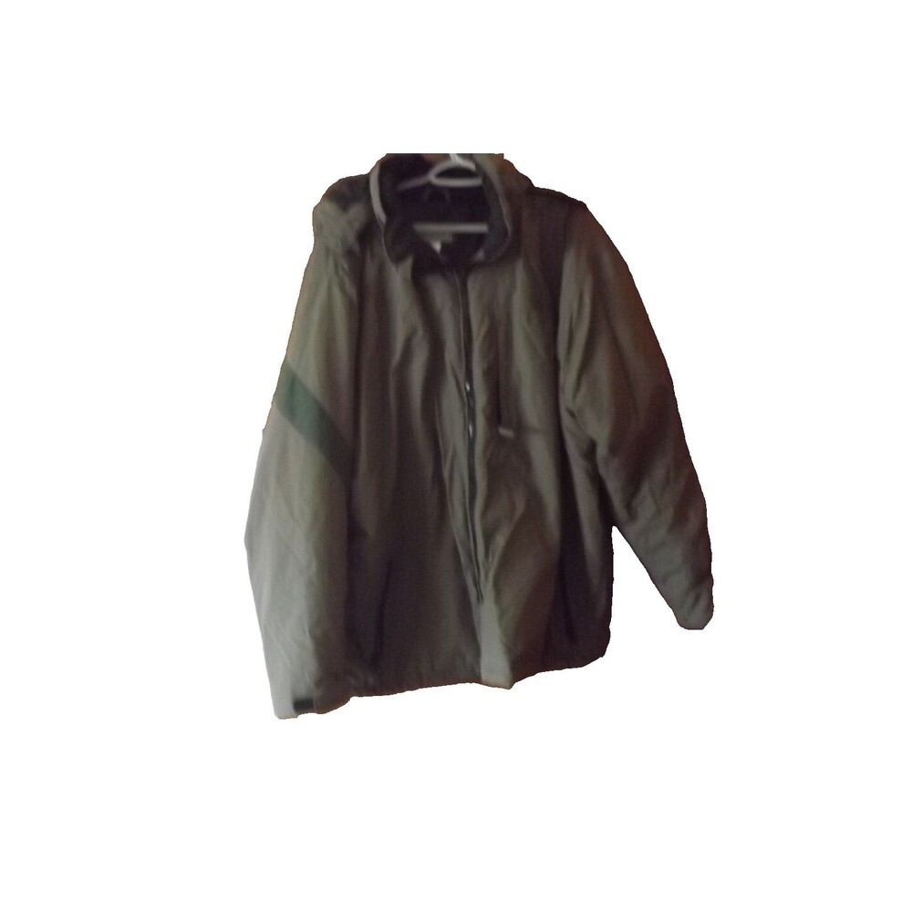 LL Bean Insulated Jacket Mens XXL Olive Green Winter Ski Coat Hooded Zip Y2K